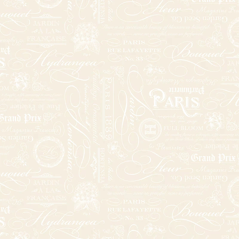 Elegant Essentials Text Cream Pearl Fabric Yardage - quilt fabric for sewing and quilting projects