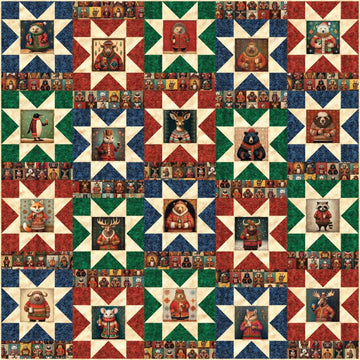 Christmas Party Animals quilt kit presale holiday fabric and pattern