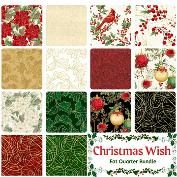 Christmas Wish Fat Quarter Bundle - fat quarter quilt fabric cut