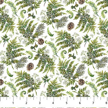 Lakeside Retreat White Ferns Fabric Yardage - quilt fabric for sewing and quilting projects