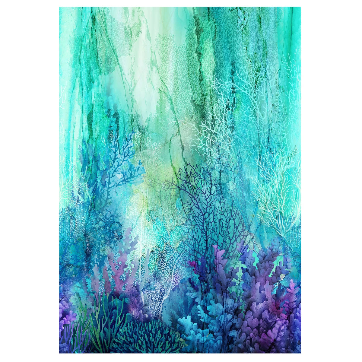 Coral Reef Turquoise Multi Ombre Fabric Yardage - quilt fabric for sewing and quilting projects
