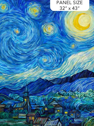 Starry Night Dark Blue Multi Panel 30 x 43 inches