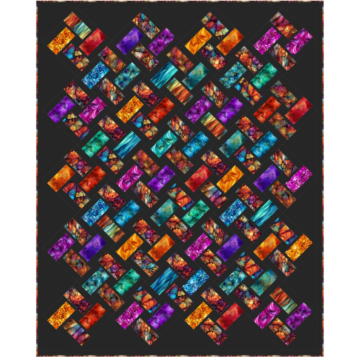 Dreamweaver Spin quilt kit with spin pattern and coordinating fabrics