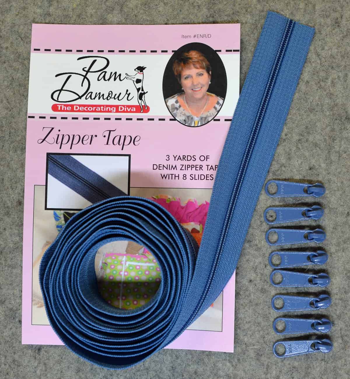 Reversible Coil Zipper Tape 3yds Denim 8 Slides Product Photo