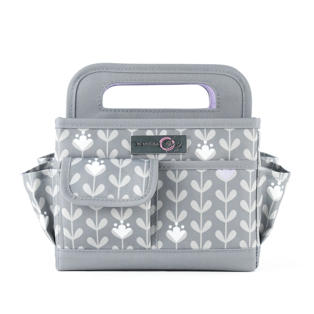 Desktop Craft Caddy grey and purple pattern front view
