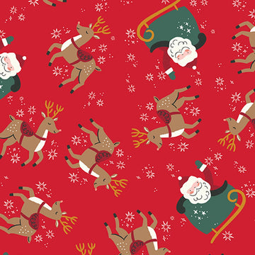 The North Pole Tomato Reindeer Toss Flannel Fabric Yardage - quilt fabric for sewing and quilting projects