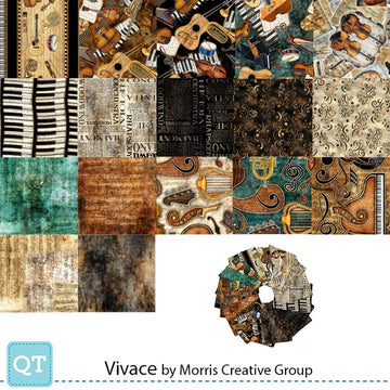 Vivace fat quarter bundle music themed coordinating fabrics
