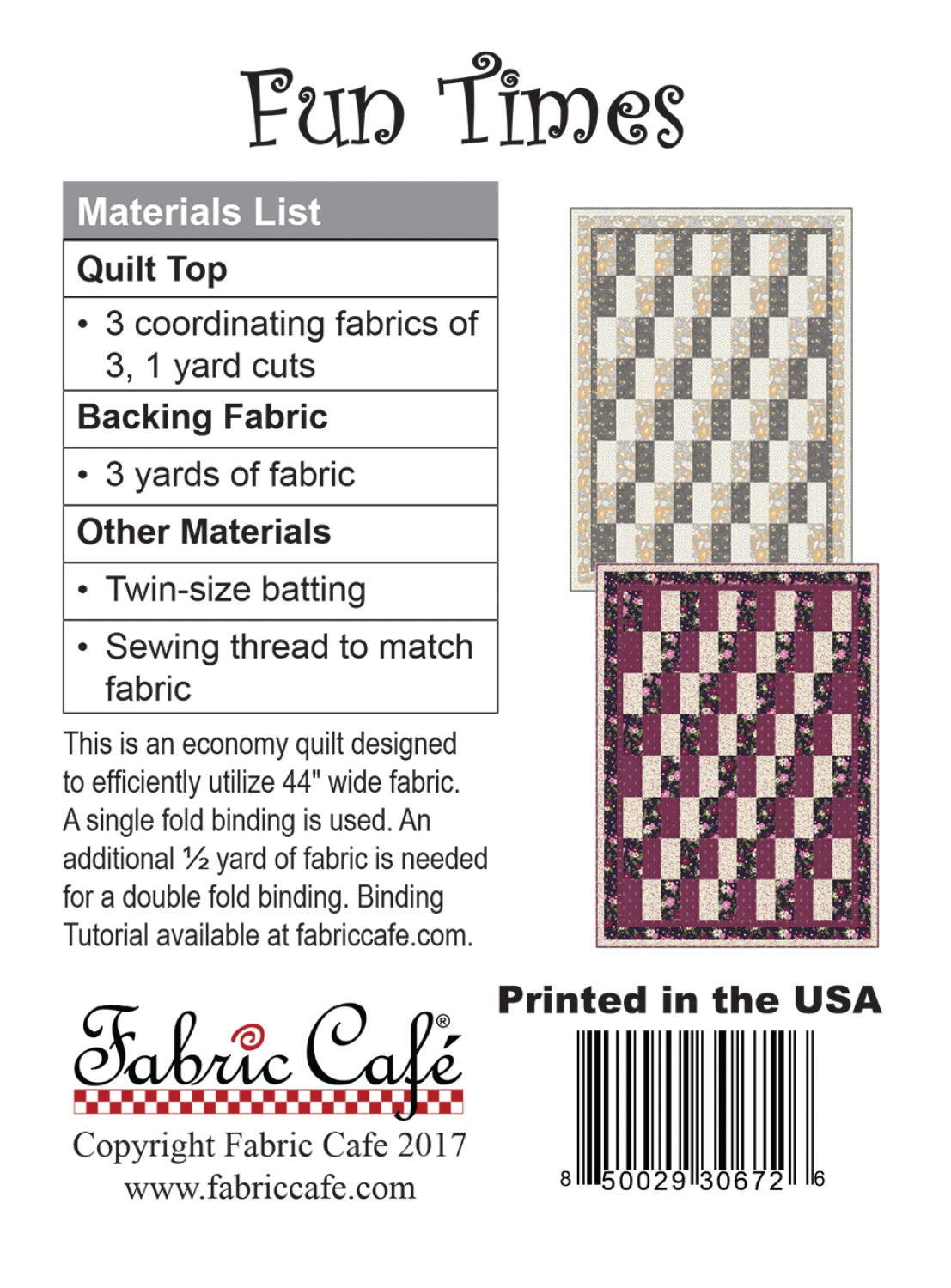 Fun Times 3 Yard Quilt Pattern - image 2 - quilting pattern with step-by-step instructions