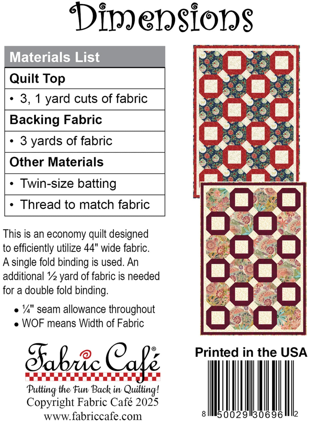 Dimensions 3 Yard Quilt Pattern - image 2 - quilting pattern with step-by-step instructions