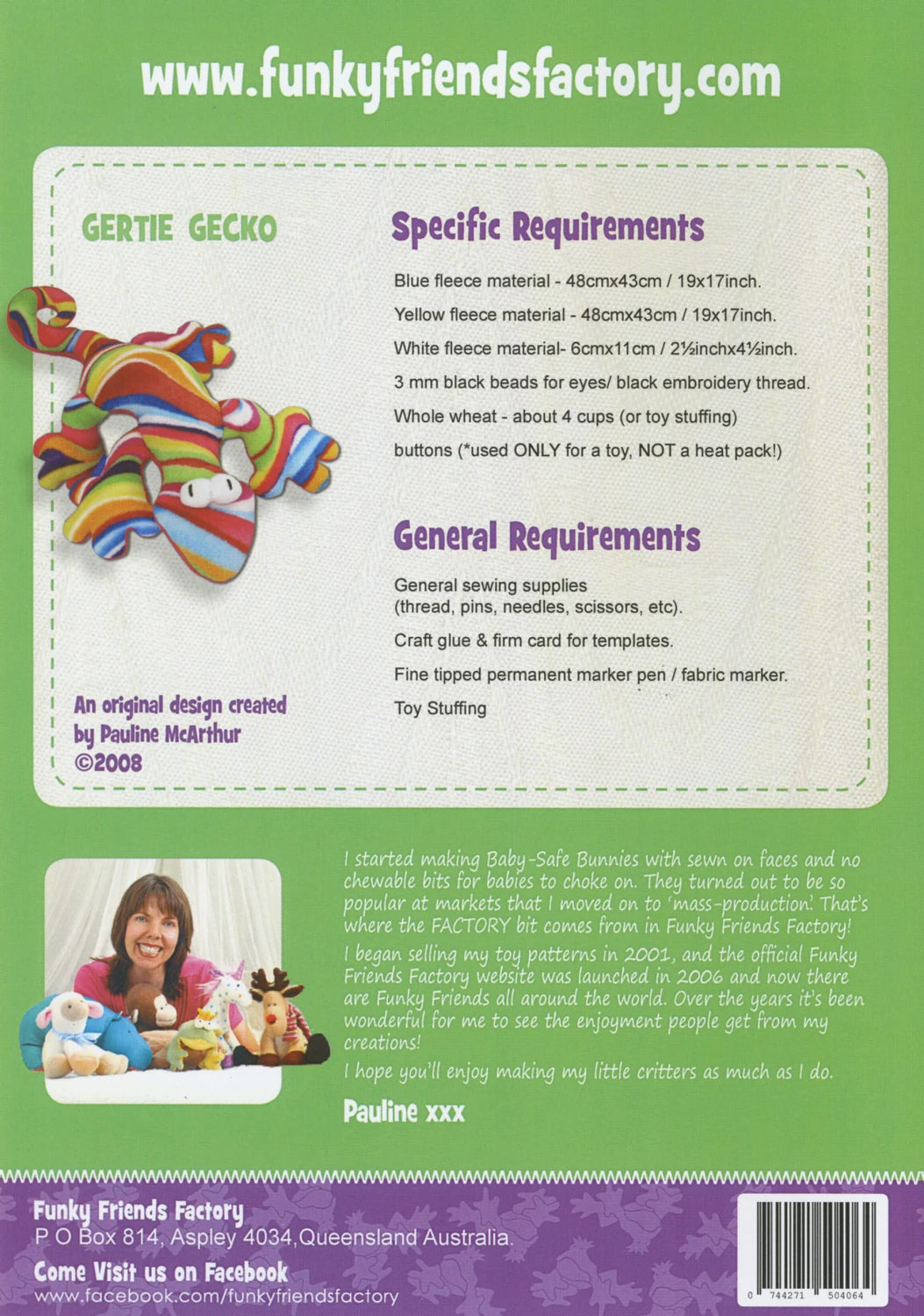 Gertie Gecko Heat Pack Pattern - image 2 - quilting supply from Quilted Joy