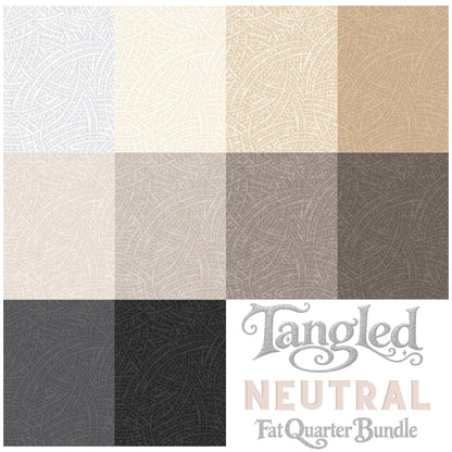 Tangled Neutral fat quarter bundle folded fabric stack view
