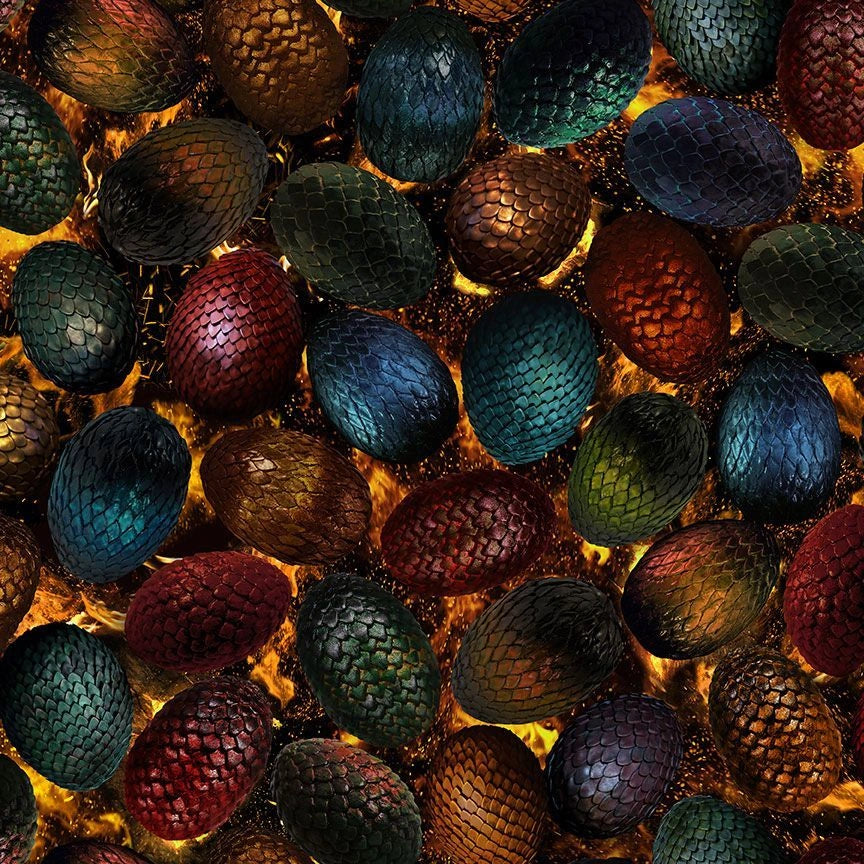 Dragon Fire Multi Dragon's Eggs Fabric Yardage