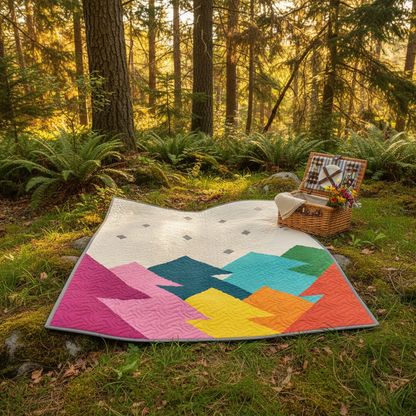 Forest Quilt Kit displayed outdoors in a forest setting