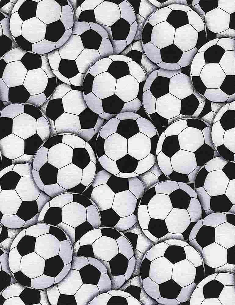 Fitness Fanatic white packed soccer balls sports fabric yardage