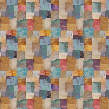 Feline Folk multi packed tiles fabric yardage quilting cotton