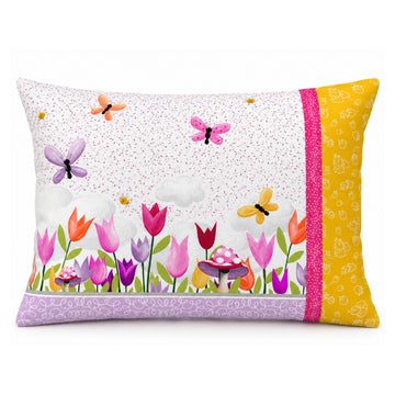 Garden Bed pillowcase kit with floral fabric bundle and finished pillow