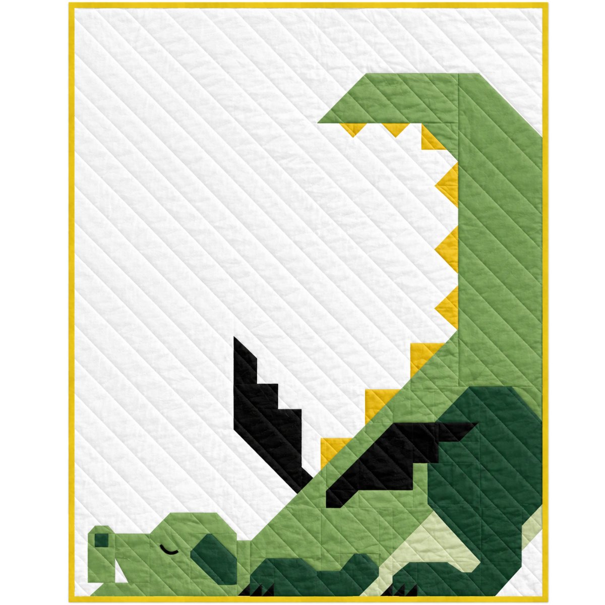 Dragon Dreams Quilt Kit green colorway modern pixelated dragon quilt