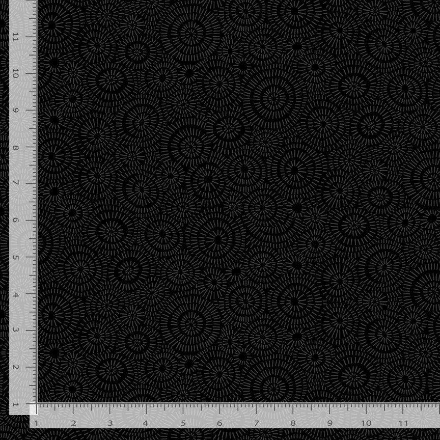Blackout Black Geo Line Circle Shape Fabric Yardage - quilt fabric for sewing and quilting projects