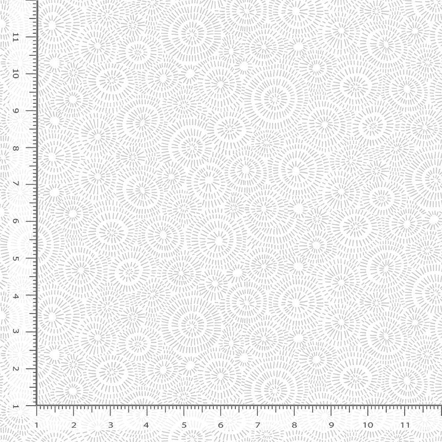 Whiteout White Geo Line Circle Shape Fabric Yardage - quilt fabric for sewing and quilting projects