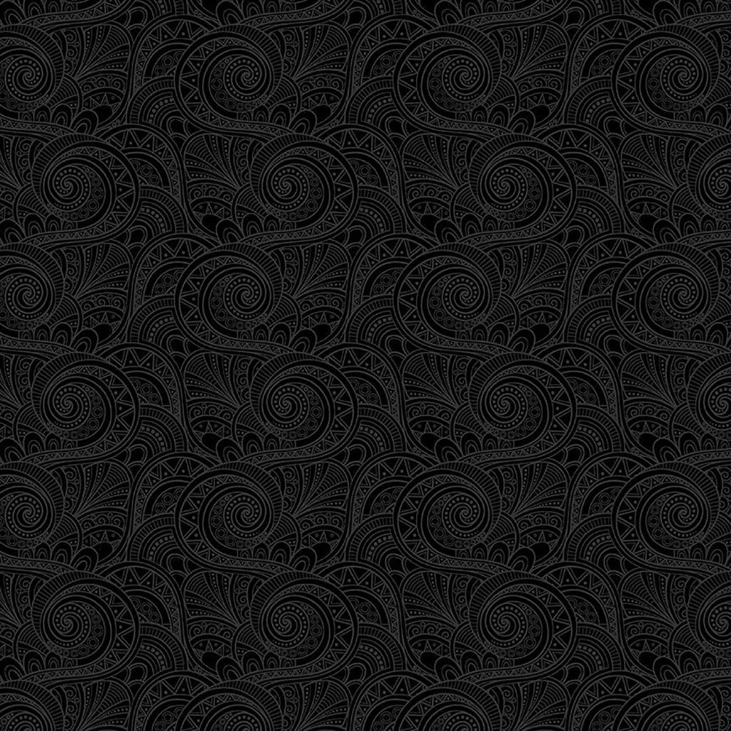 Blackout Black Geo Swirls Fabric Yardage - quilt fabric for sewing and quilting projects