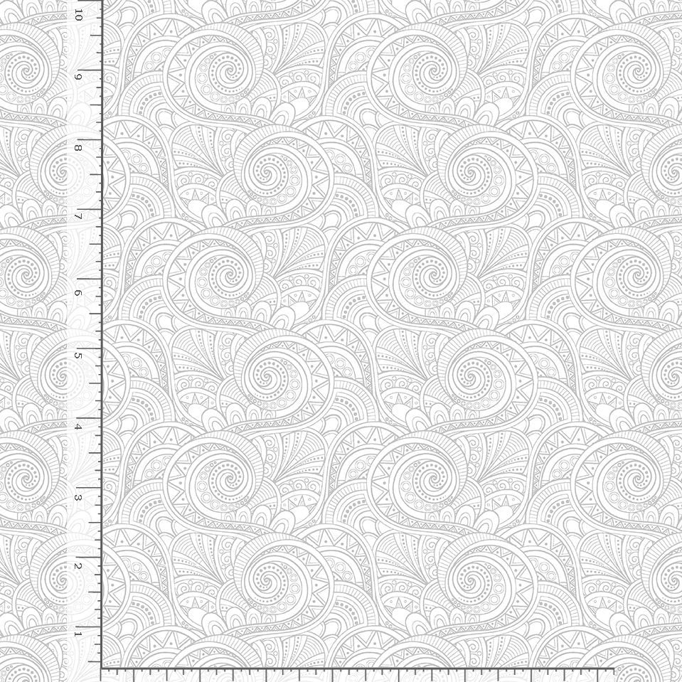Whiteout White Geo Swirls Fabric Yardage - quilt fabric for sewing and quilting projects