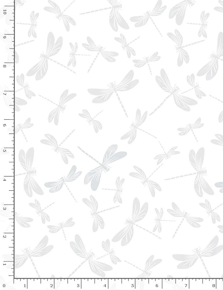Whiteout White Dragonflies Fabric Yardage - quilt fabric for sewing and quilting projects