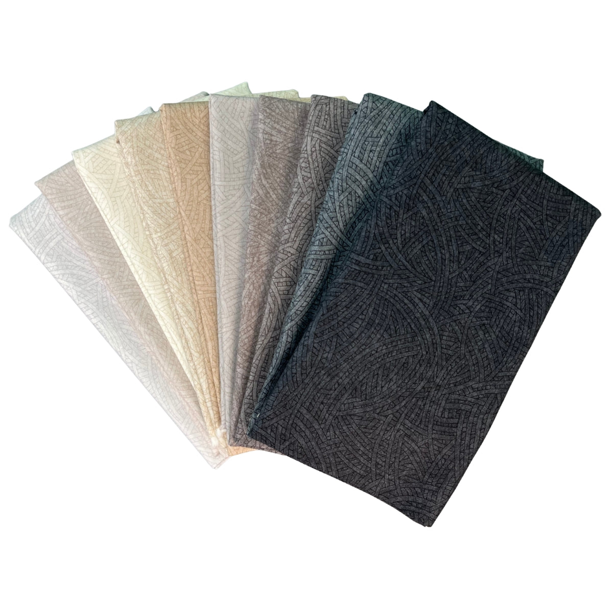 Tangled Neutral half yard bundle quilting cotton fabric display