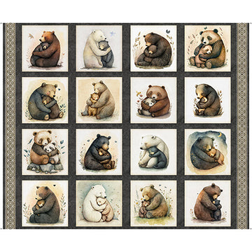 Bear Hugs Flannel Block Panel quilting fabric short bolt