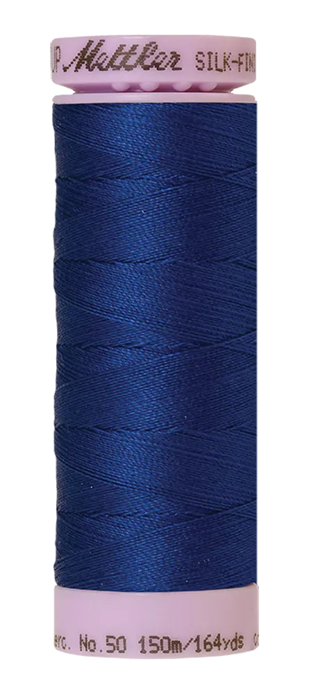 Mettler Cotton Silk Finish 50wt Imperial Blue large spool quilting thread