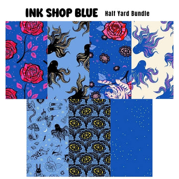 Ink Shop Blue half yard bundle blue-toned watercolor fabric presale