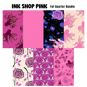 Ink Shop Pink fat quarter bundle pink-toned watercolor fabric presale