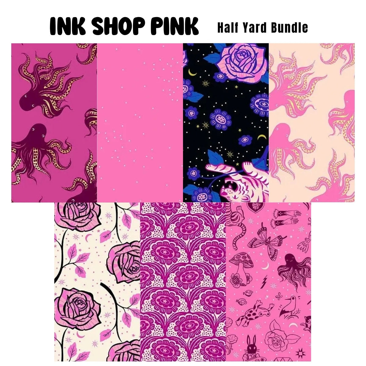 Ink Shop Pink half yard bundle pink-toned watercolor fabric presale