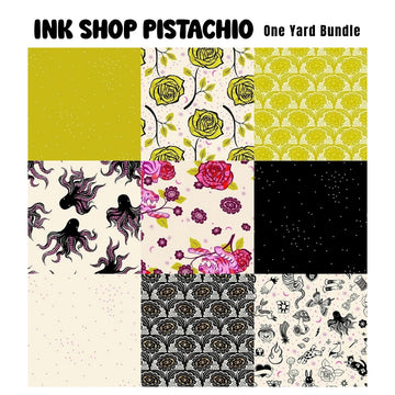 Ink Shop Pistachio one yard bundle green-toned watercolor fabric