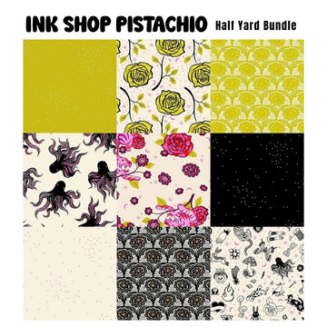 Ink Shop Pistachio half yard bundle green-toned watercolor fabric