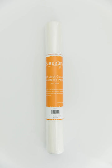 Kimberbell Light Mesh Cut-Away stabilizer 20-inch wide roll with orange label