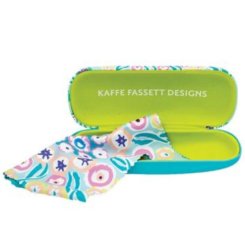 Kaffe Fassett Glasses Case open showing microfiber cloth