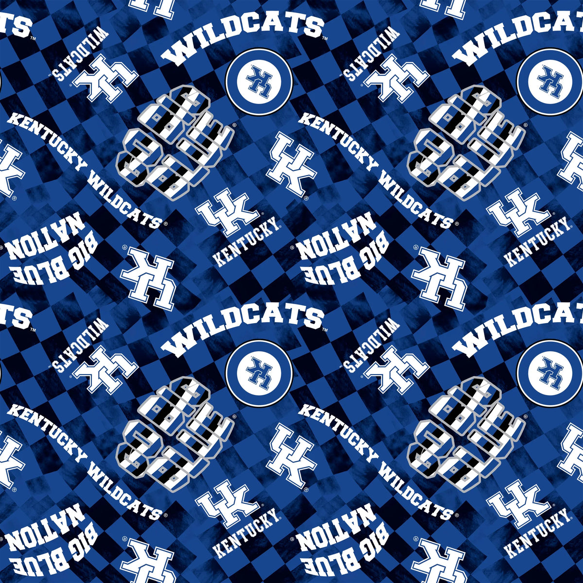UK Wildcats NCAA Blue College Checks Canvas Duck Cloth Fabric Yardage - quilt fabric for sewing and quilting projects