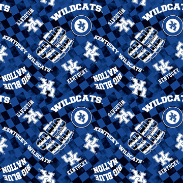 UK Wildcats NCAA Blue College Checks Canvas Duck Cloth Fabric Yardage - quilt fabric for sewing and quilting projects
