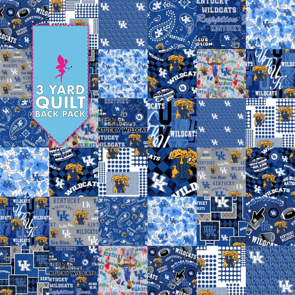 University of Kentucky Cheater 60" Wide Quilt Backing Fabric 3 Yard Quilt Fabric Back Pack
