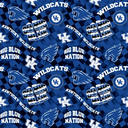 University of Kentucky Check Allover Fabric Yardage - quilt fabric for sewing and quilting projects