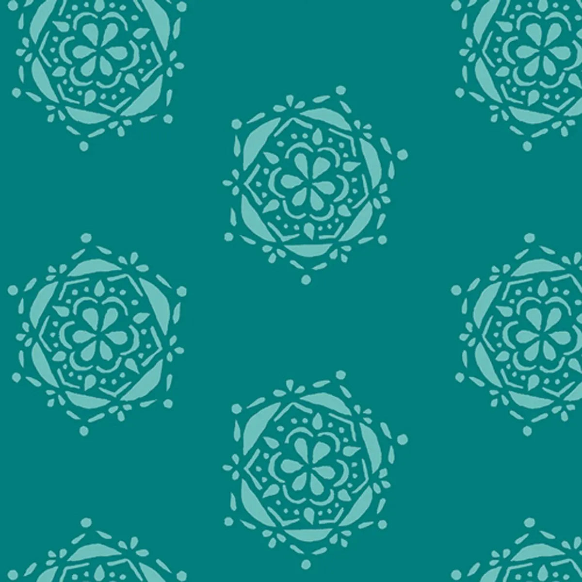 Lavish Teal Bejeweled Seal Fabric Yardage