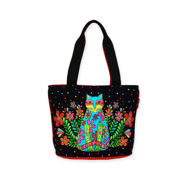 Kaleidoscope Kat colorful quilted medium tote bag