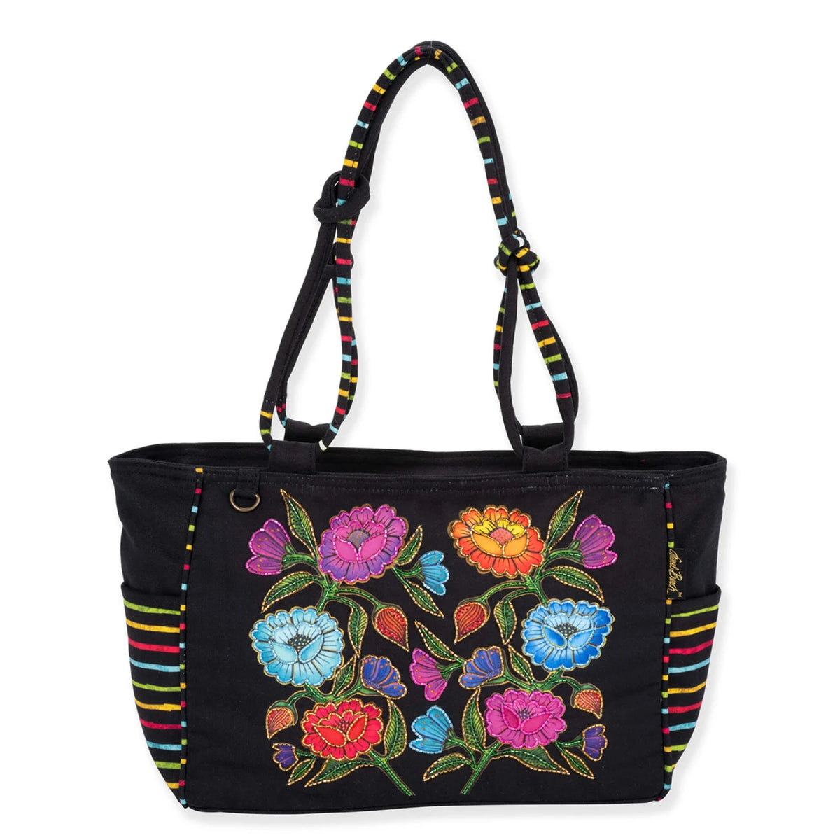 Vigne et Fleurs French floral quilted shoulder tote bag