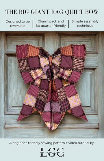 The Big Giant Rag Quilt Bow Pattern cover art oversized bow design