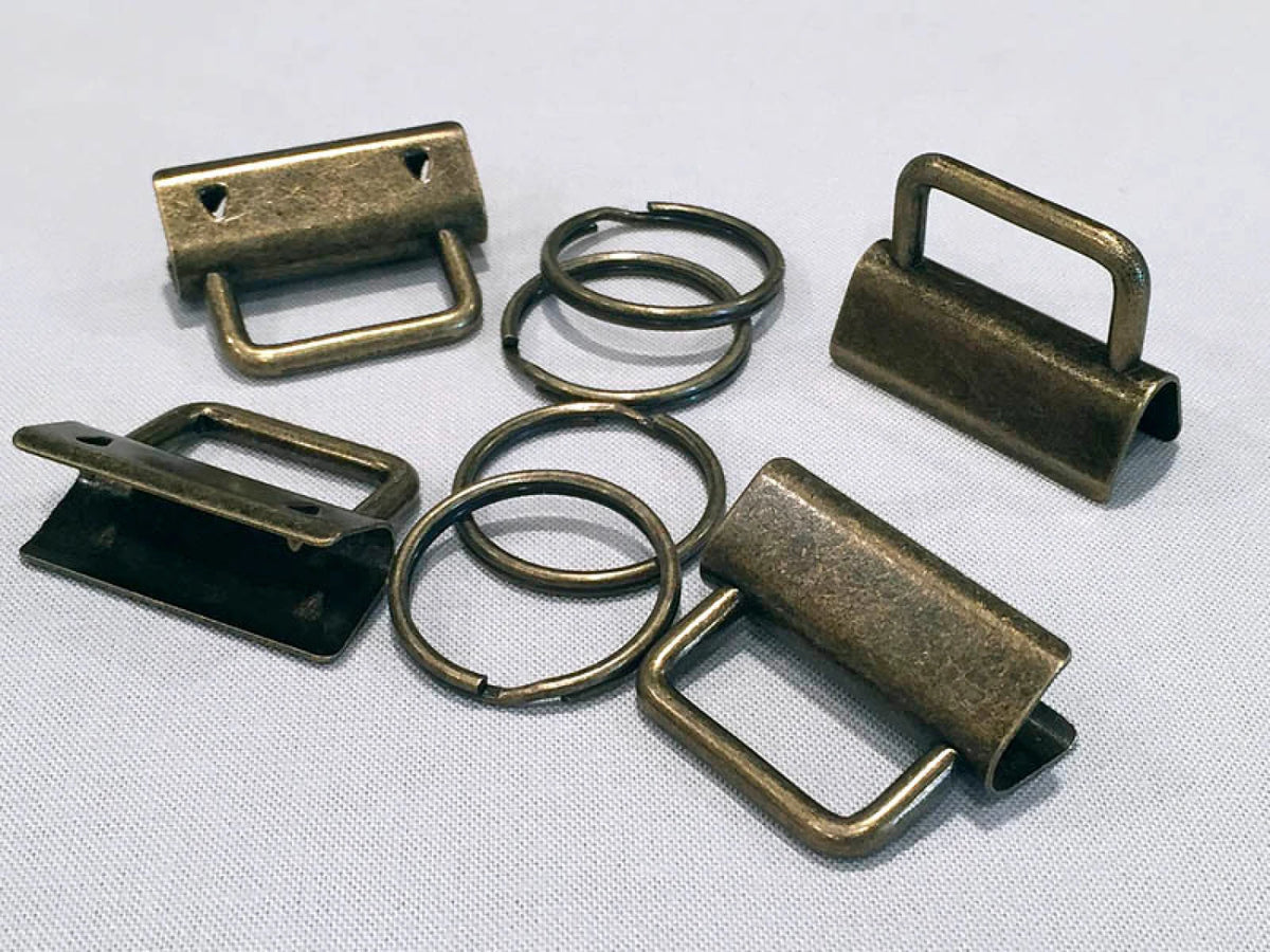 Key fob hardware in antique brass finish for bag making projects