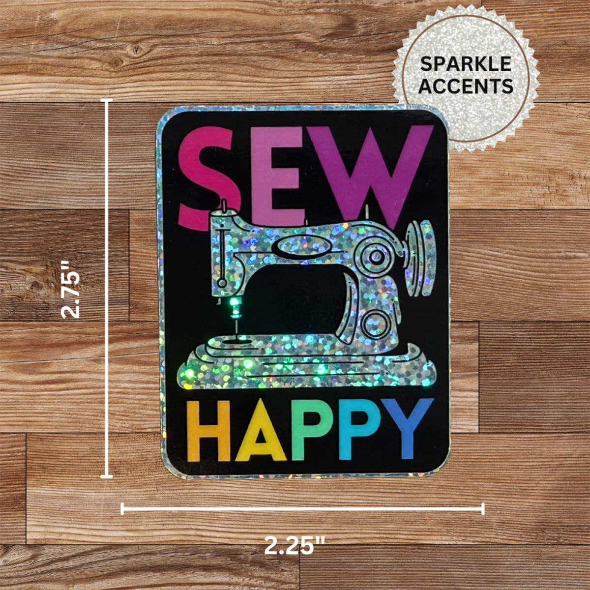 Sew Happy Sticker - image 2 - quilting supply from Quilted Joy