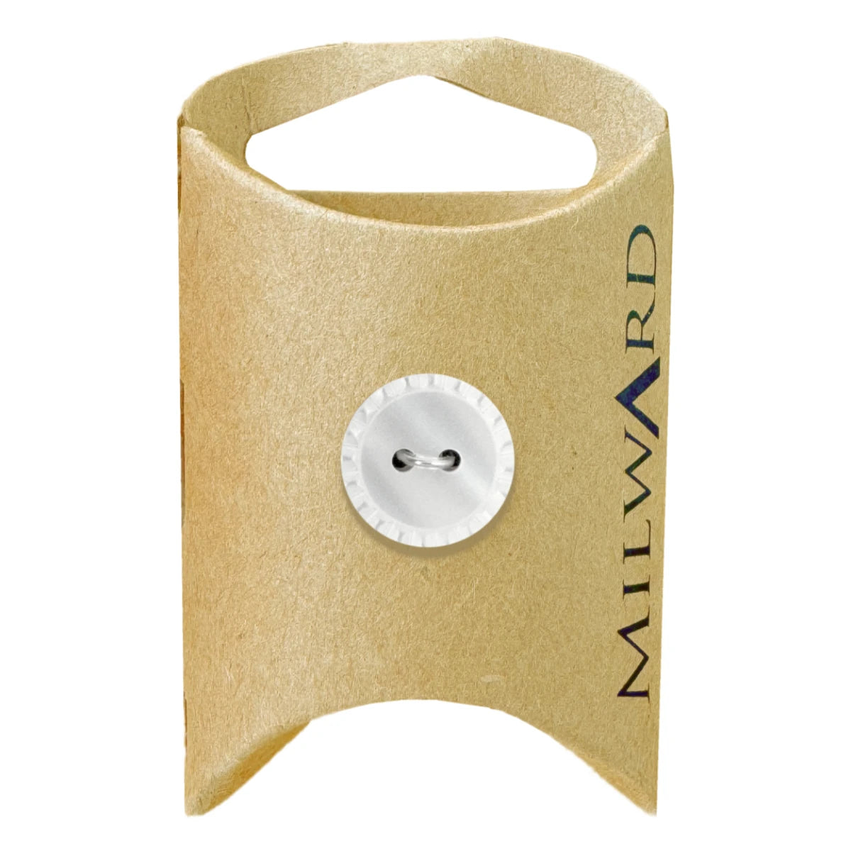 Milward Green Carded White 15mm (24L) Polyester 2-Hole Stitch Button