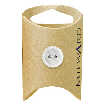 Milward Green Carded White 15mm (24L) Polyester 2-Hole Stitch Button