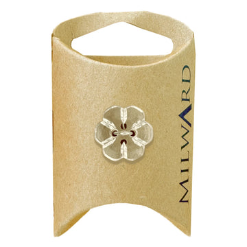 Milward Green Carded White 18mm (28L) Nylon 2-Hole Flower Button