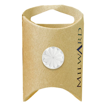 Milward Green Carded White 15mm (24L) Polyester Shank Flower Cut Button